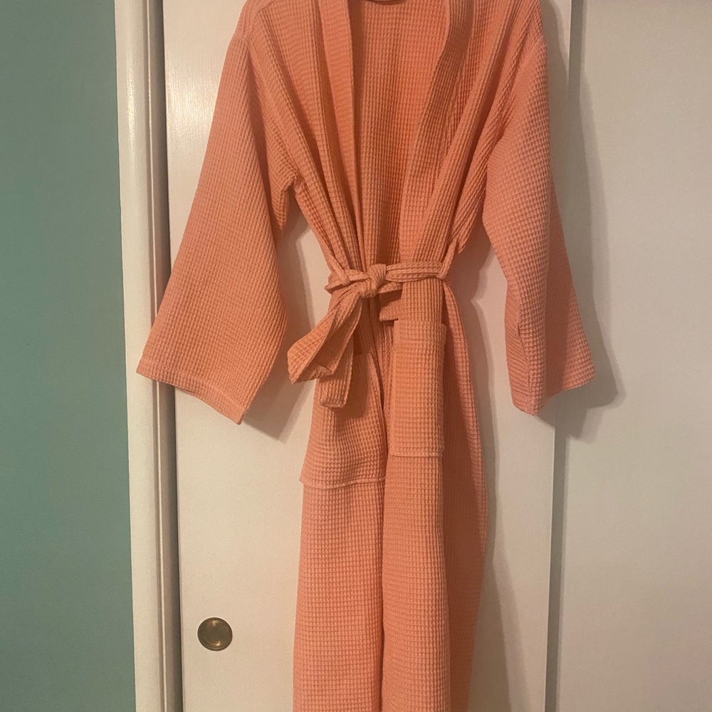 Hand dyed peach waffle robe